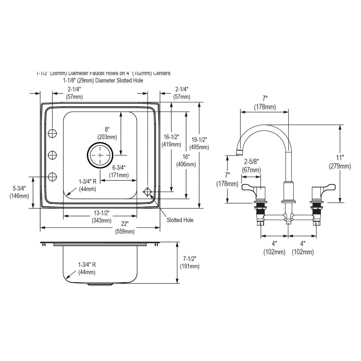 lustrous satin single classroom sink