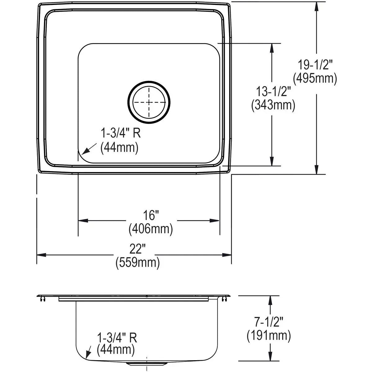 lustrous satin single bowl drop-in classroom sink