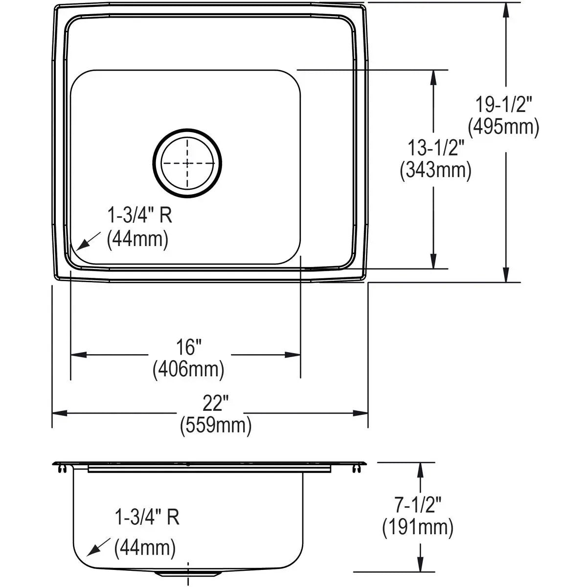 lustrous satin single bowl drop-in classroom sink