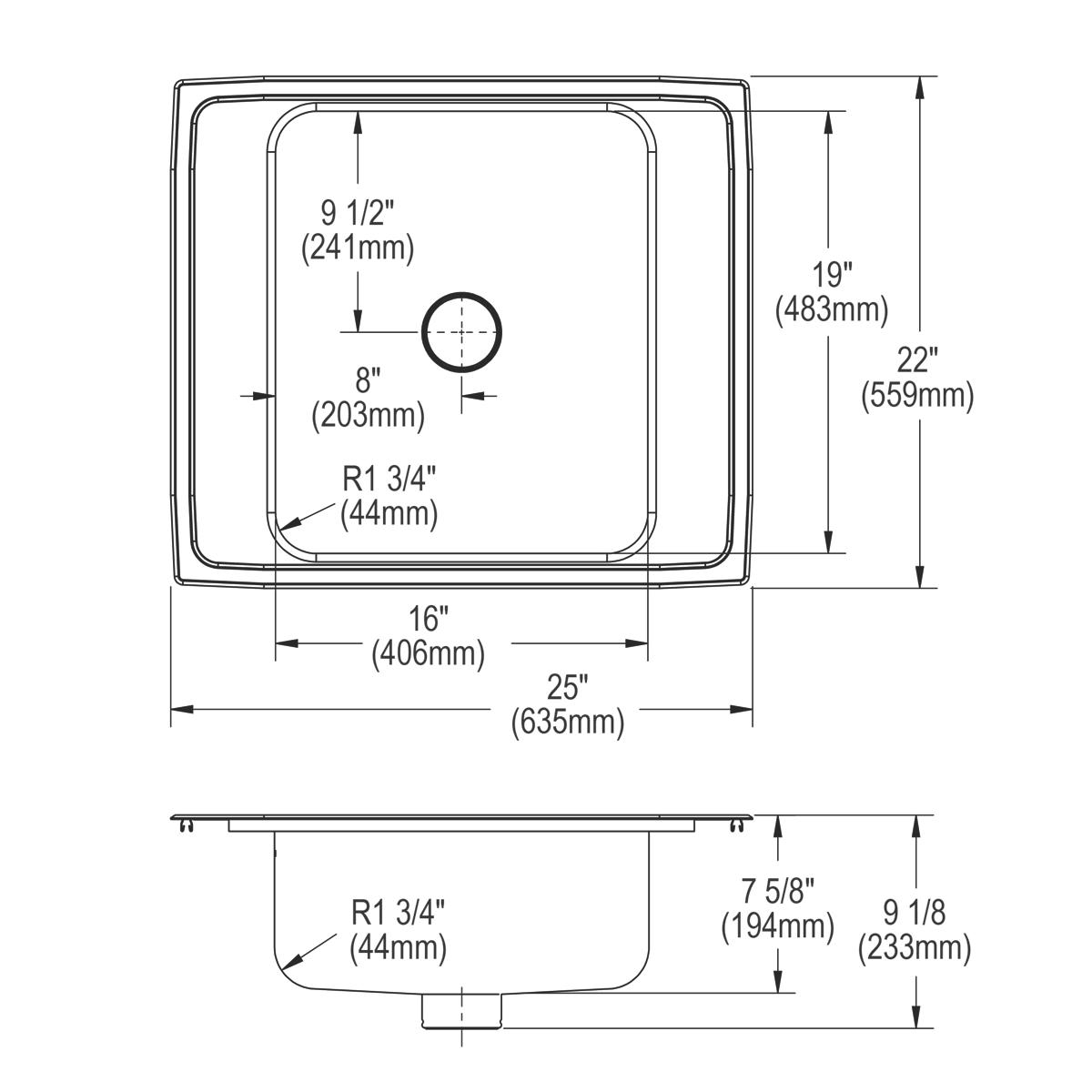 lustrous satin single drop-in classroom sink