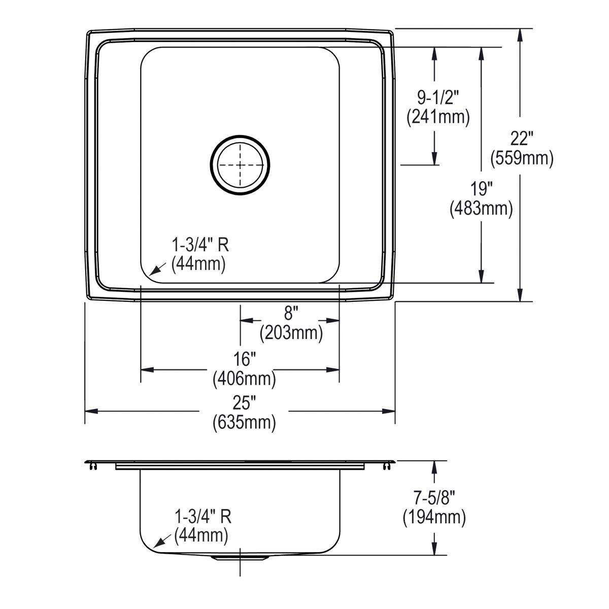 lustrous satin single bowl drop-in classroom sink