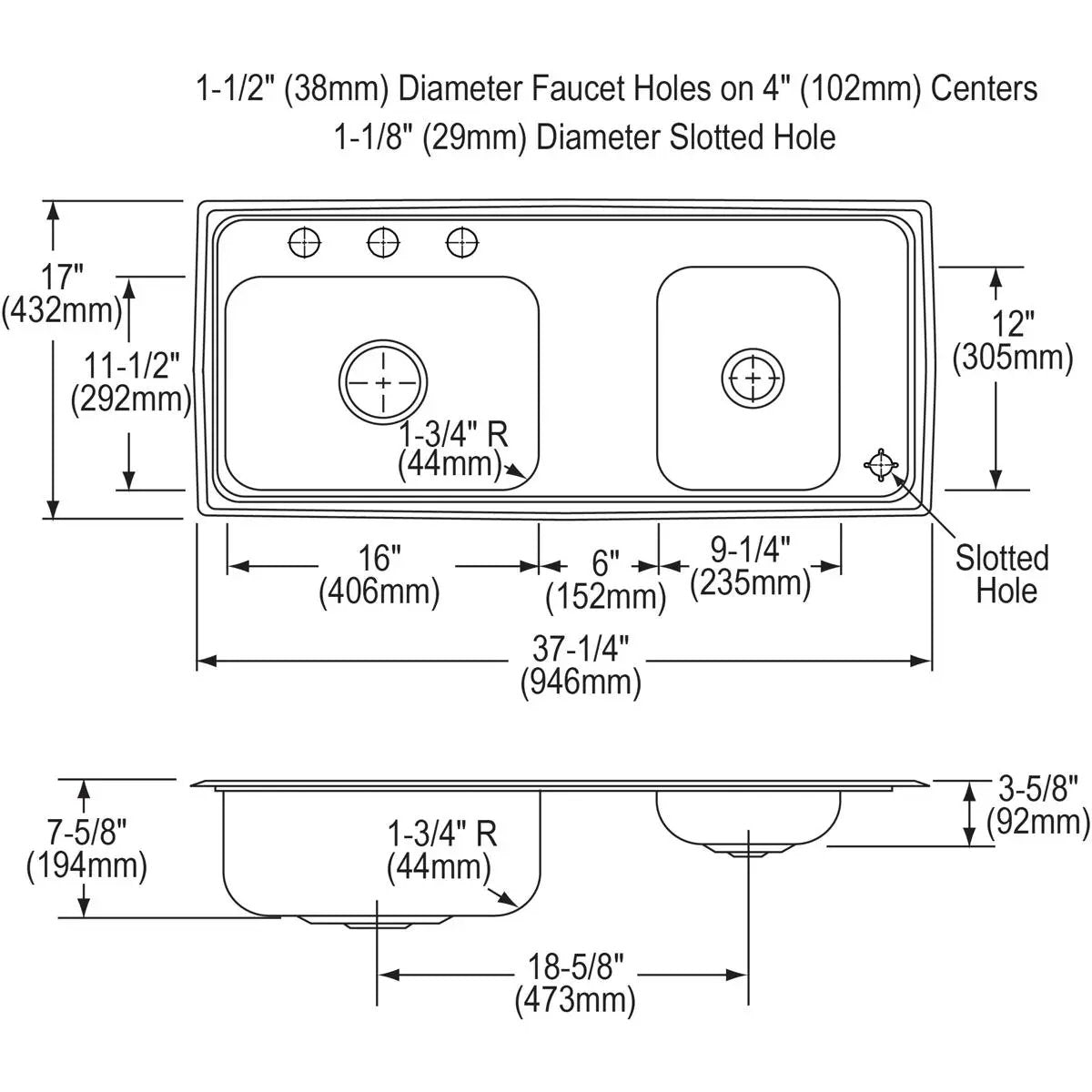 lustrous satin double bowl drop-in classroom sink