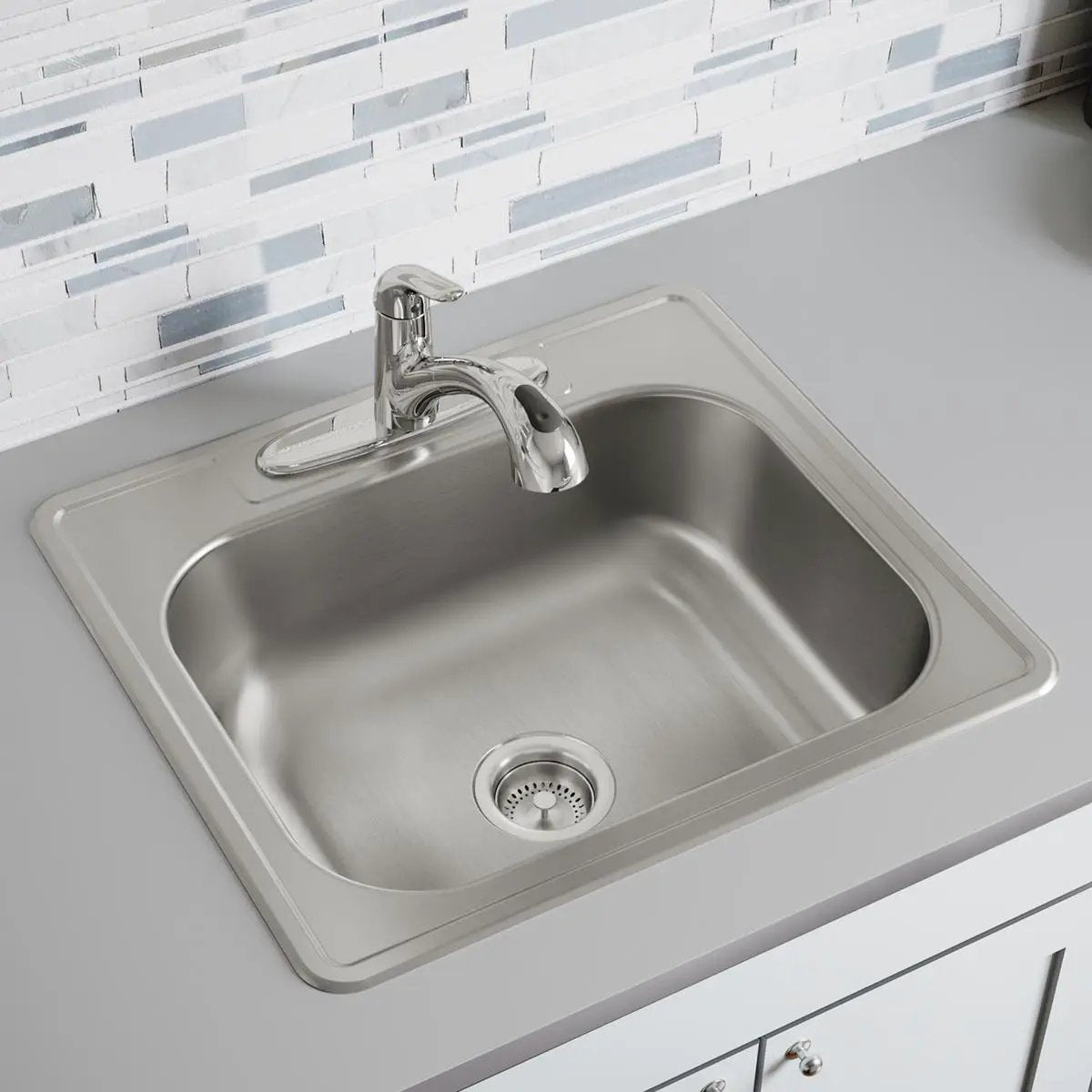elite satin single bowl drop-in sink