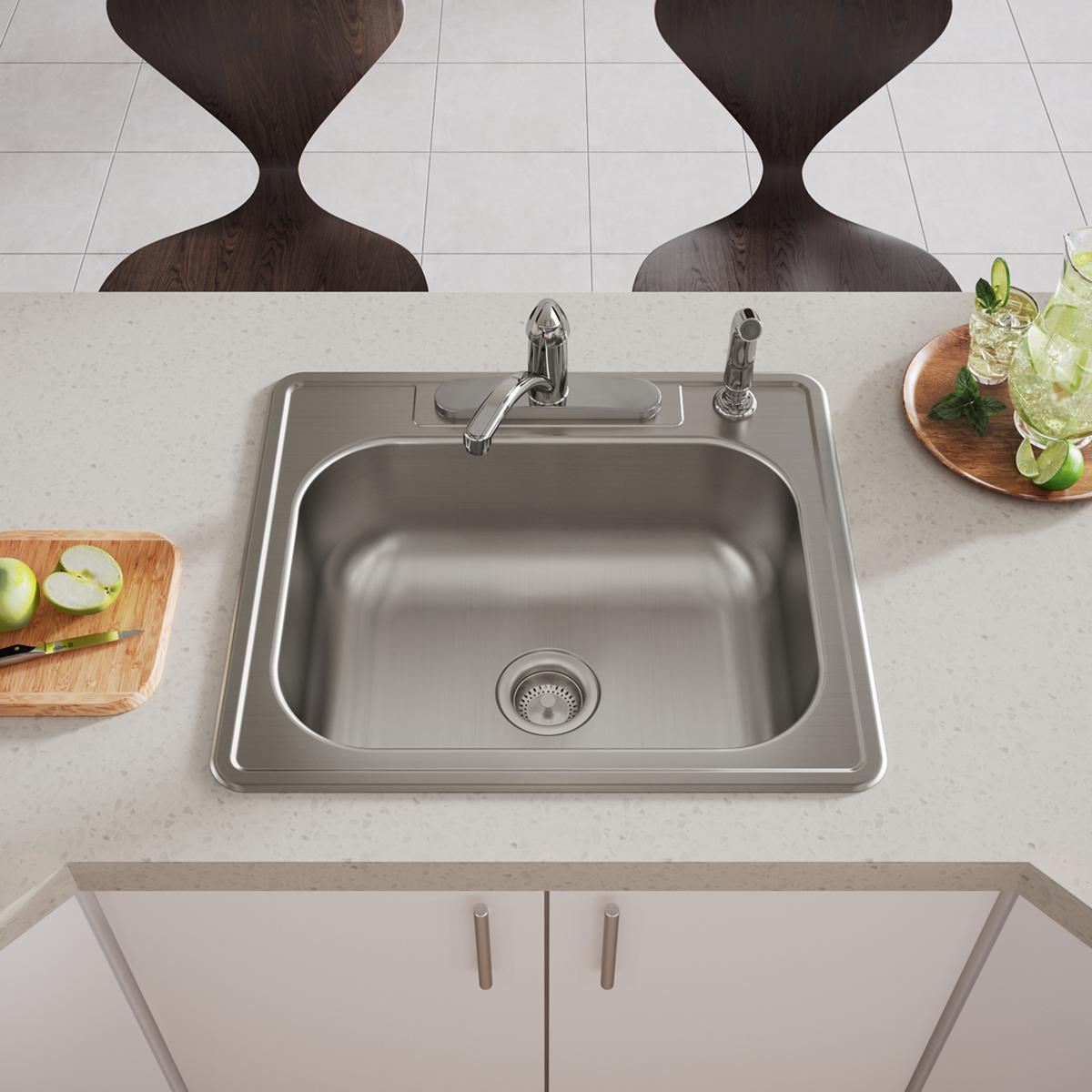 elite satin single bowl drop-in sink