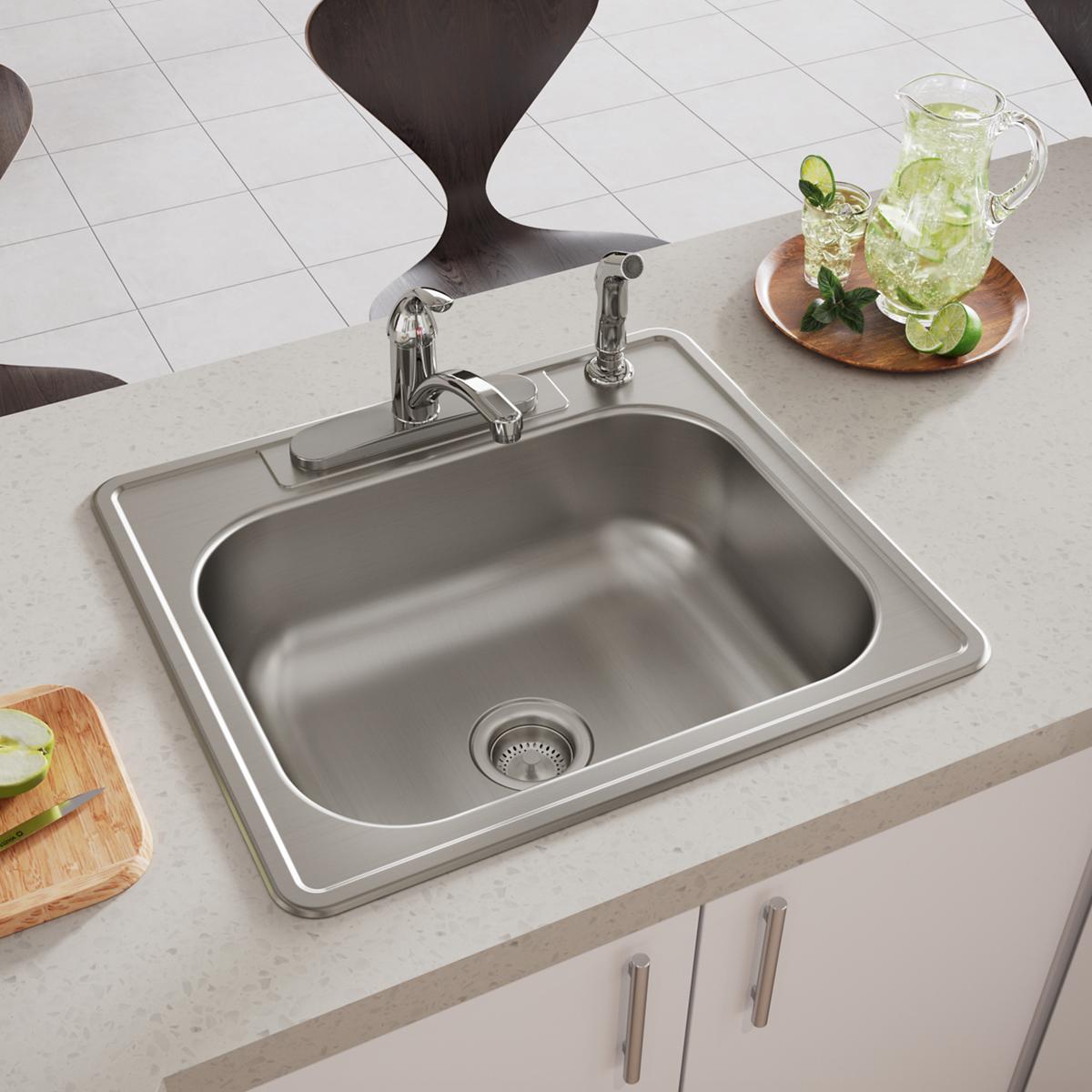 elite satin single bowl drop-in sink