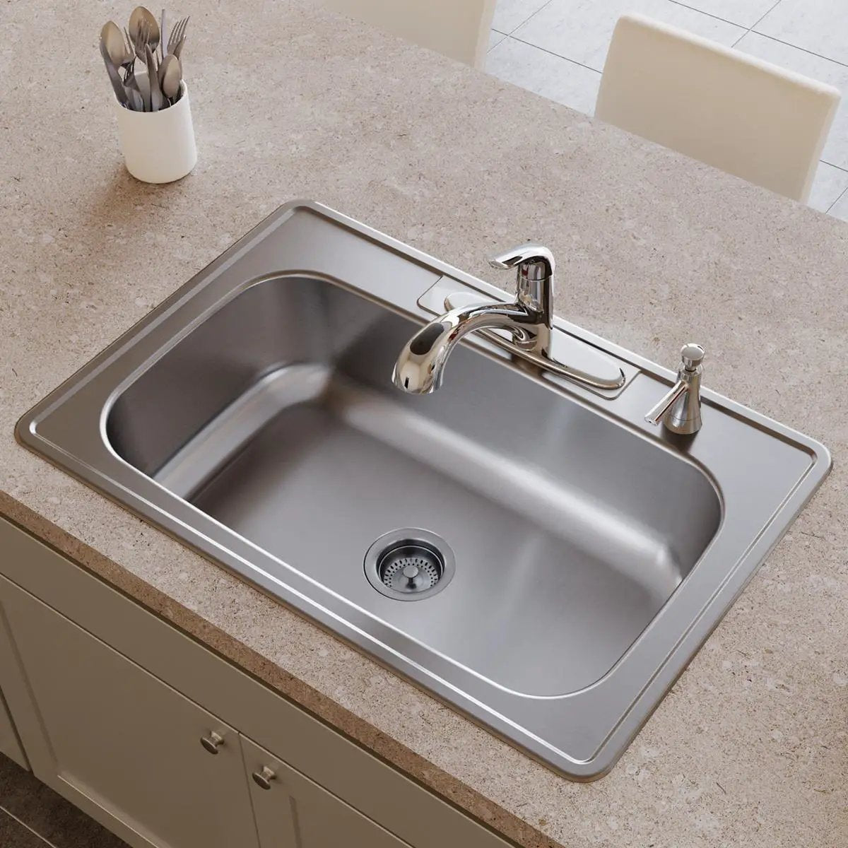 chrome deck mount kitchen faucet