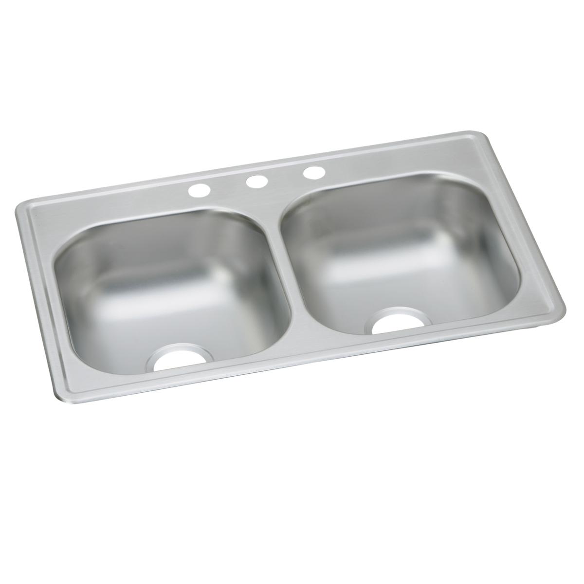 Elkay Dayton 33" x 19" x 8" Equal Double Bowl Drop-in Sink