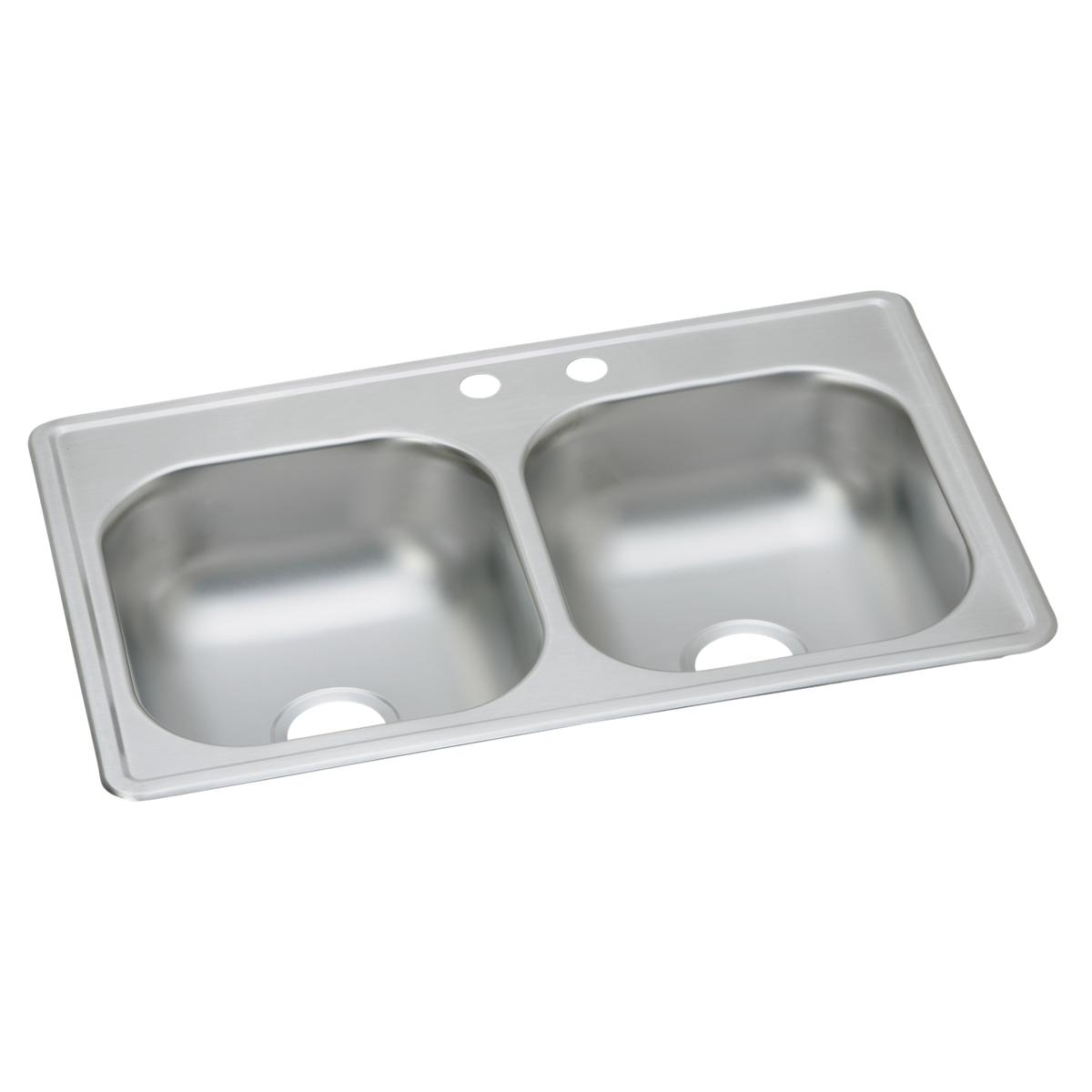 Elkay Dayton 33" x 19" x 8" MR2-Hole Equal Double Bowl Drop-in Sink