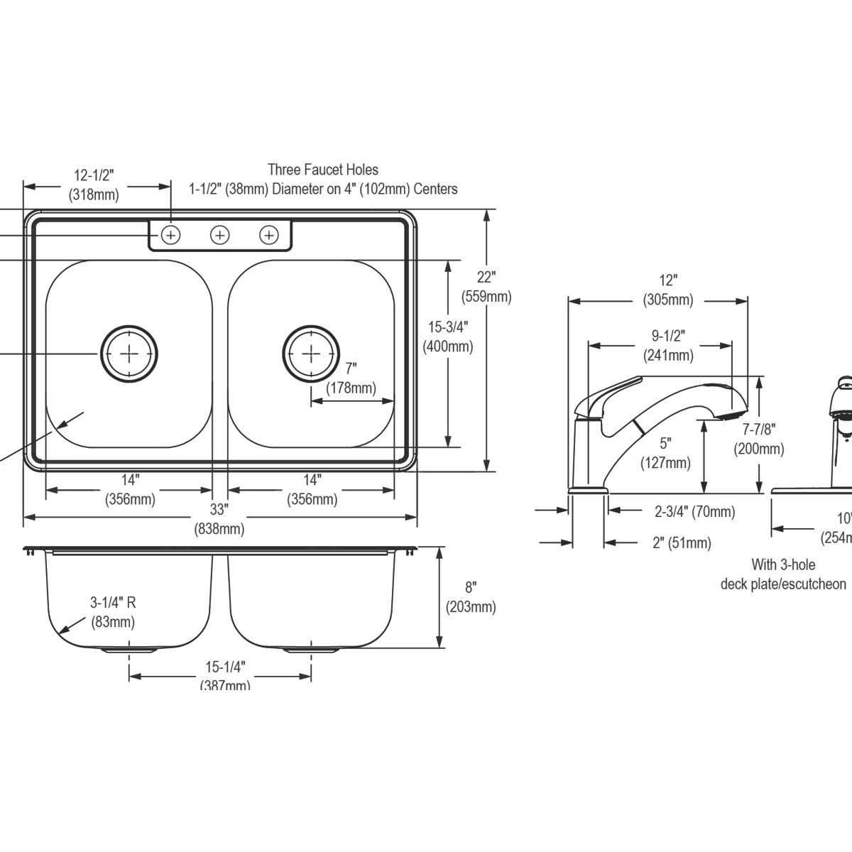 elite satin equal double bowl drop-in sink