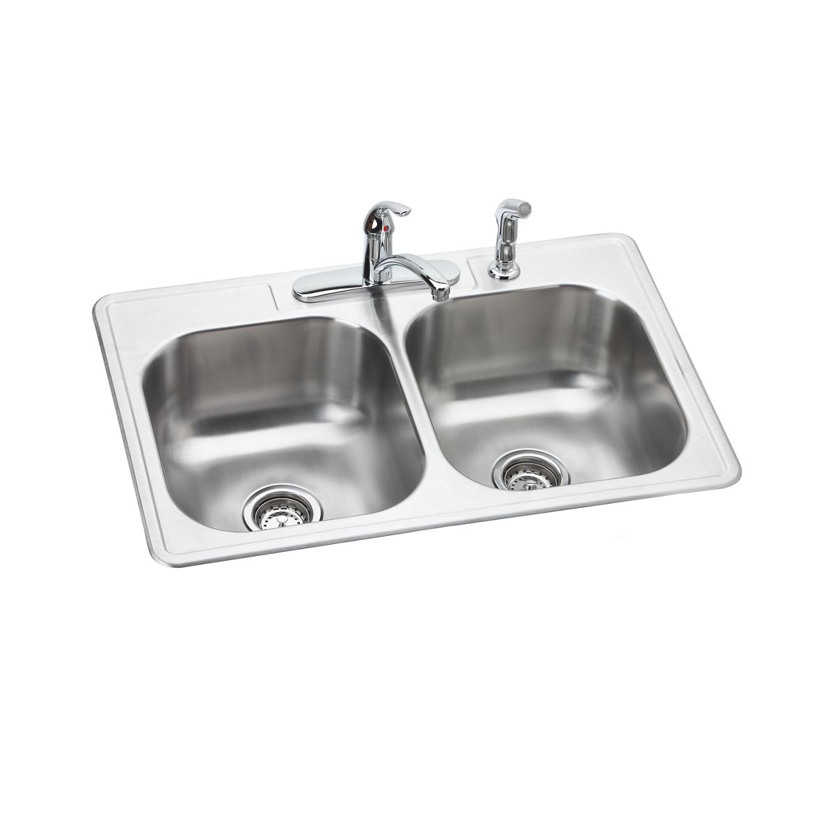 elite satin equal double bowl drop-in sink