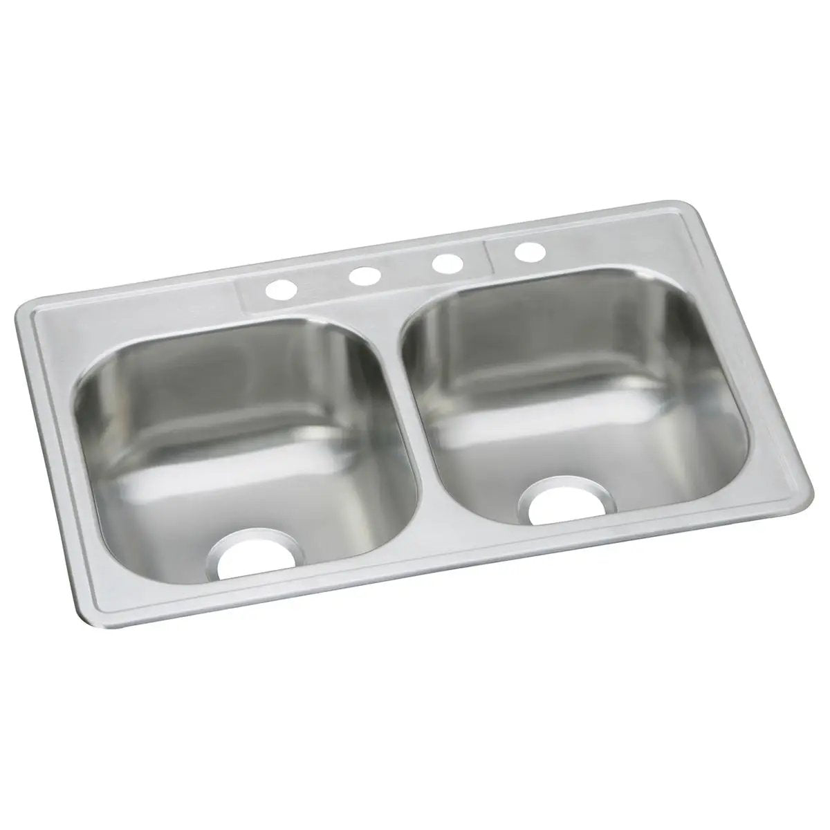 Elkay Dayton 33" x 21-1/4" x 8-1/16" MR2-Hole Equal Double Bowl Drop-in Sink by Elkay