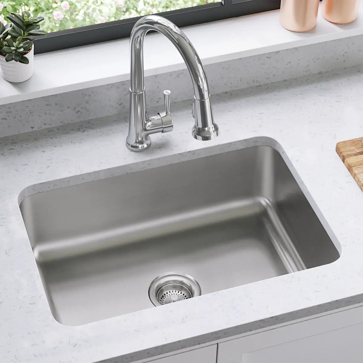 elite satin single bowl dual mount sink