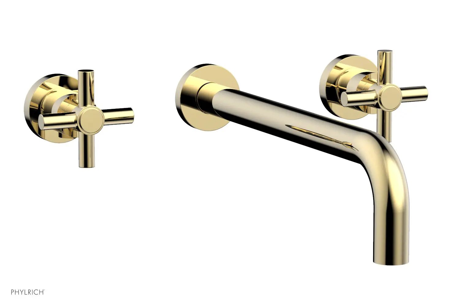 Phylrich BASIC Wall Lavatory Set 12" Spout - Tubular Cross Handles by Phylrich
