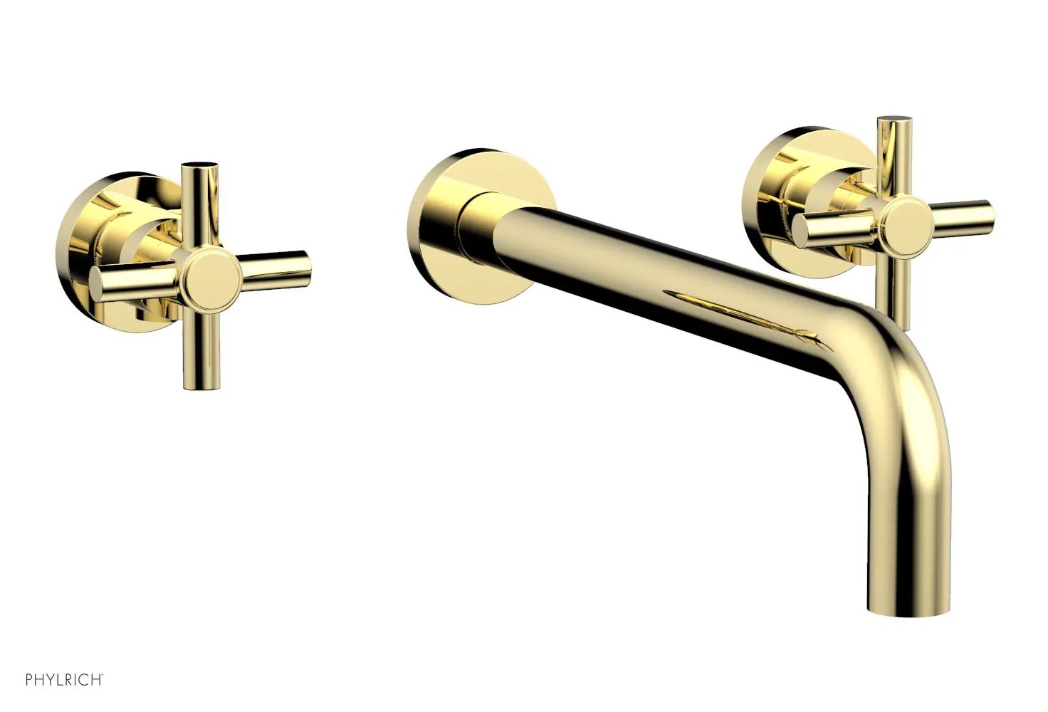 Phylrich BASIC Wall Lavatory Set 12" Spout - Tubular Cross Handles by Phylrich