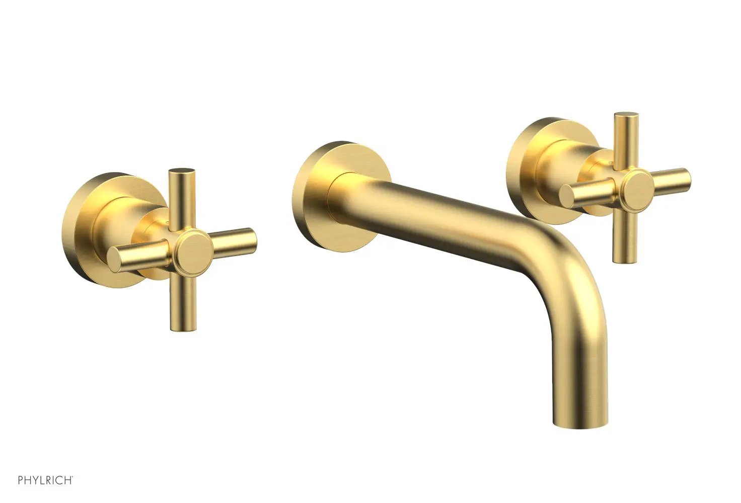 Phylrich BASIC Wall Lavatory Set 7 1/2" Spout - Tubular Cross Handles by Phylrich
