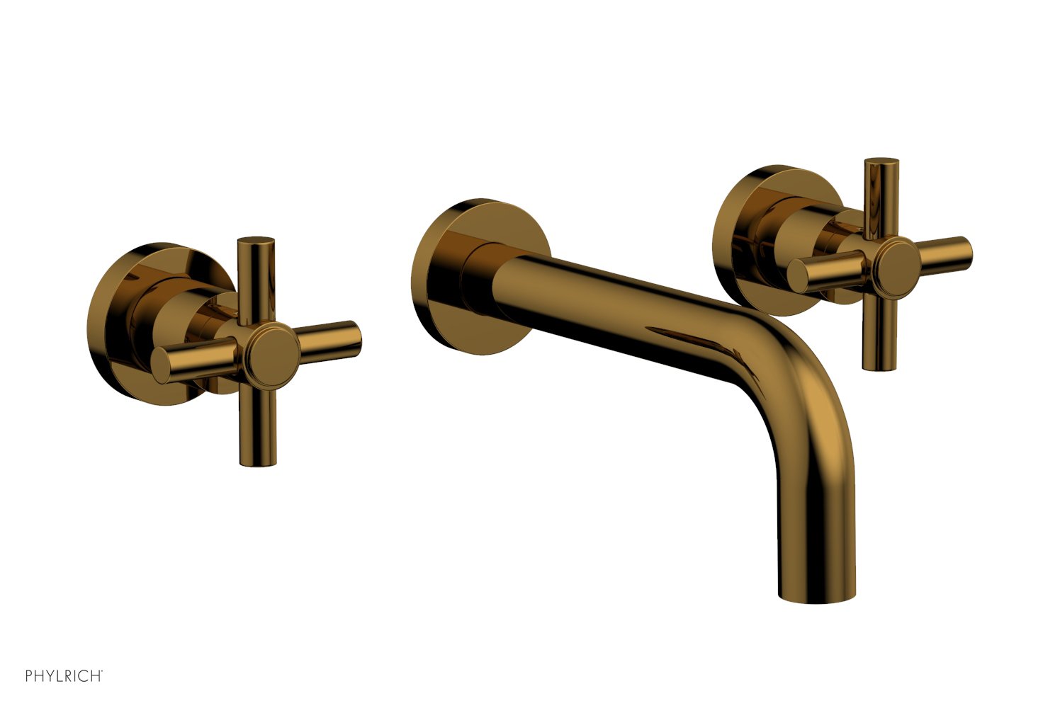 Phylrich BASIC Wall Lavatory Set 7 1/2" Spout - Tubular Cross Handles