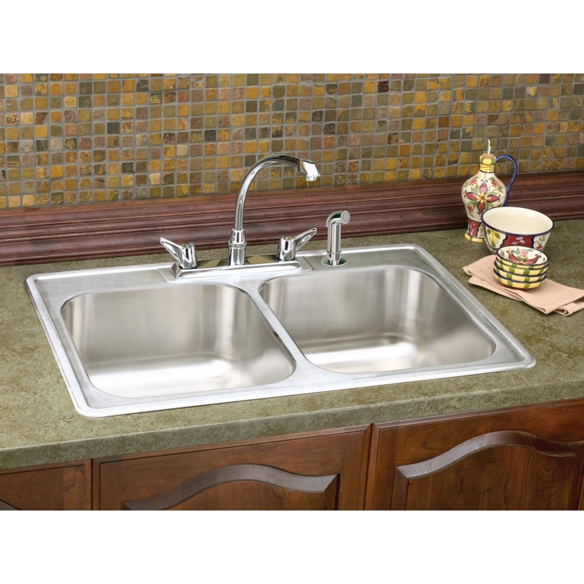 satin equal double bowl drop-in sink