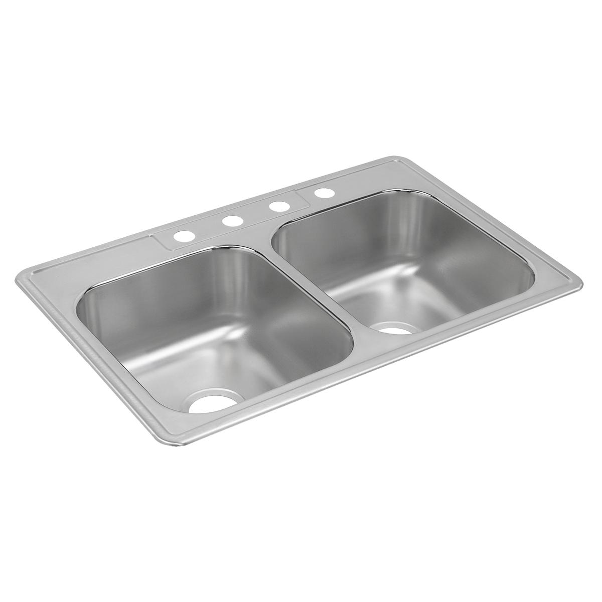 Elkay Dayton 33" x 22" x 8-3/16" MR2-Hole Equal Double Bowl Drop-in Sink