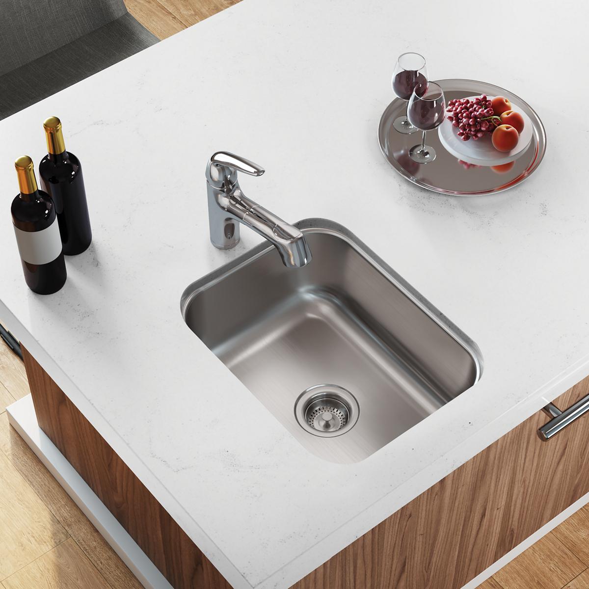 radiant satin single bowl undermount bar sink