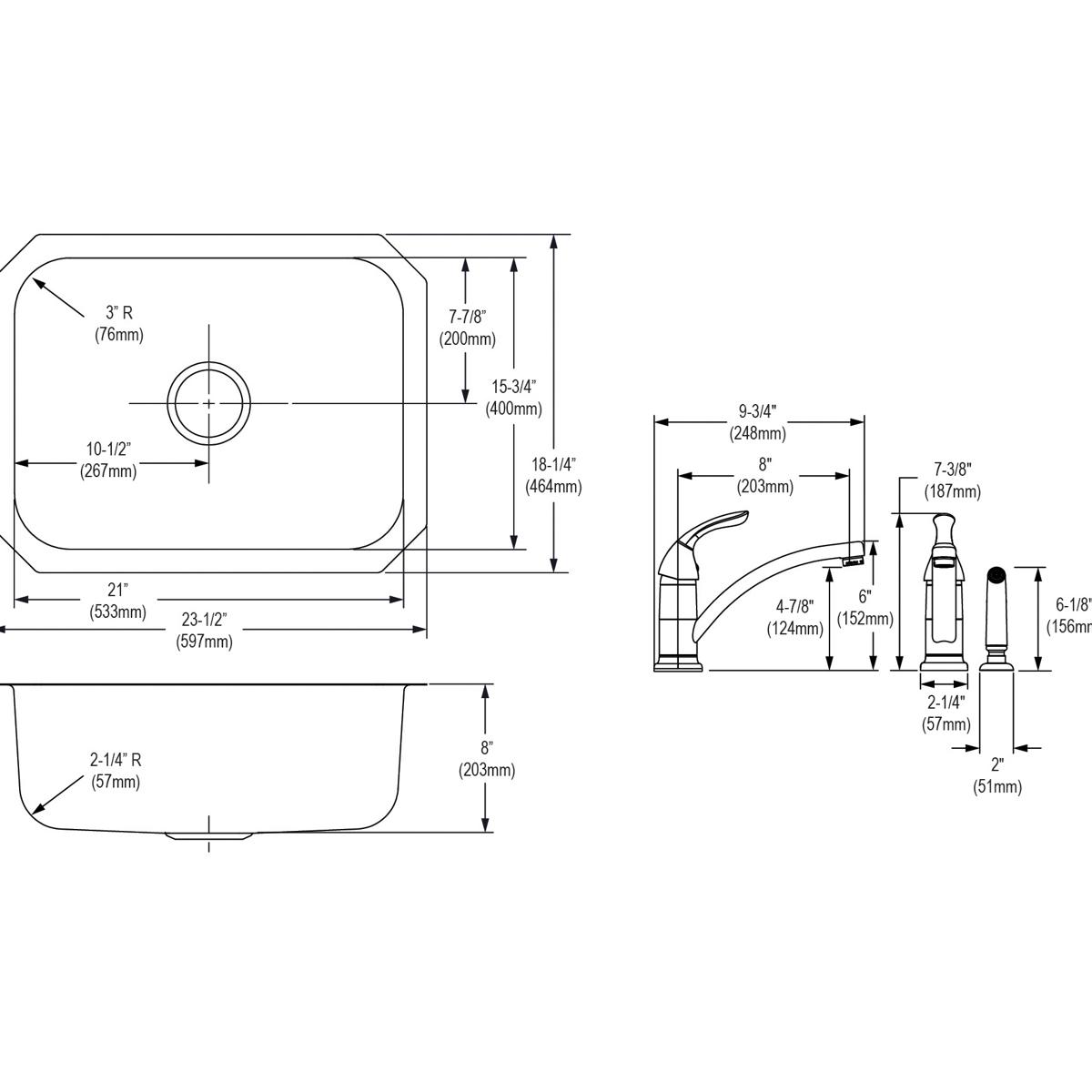 radiant satin single bowl undermount sink