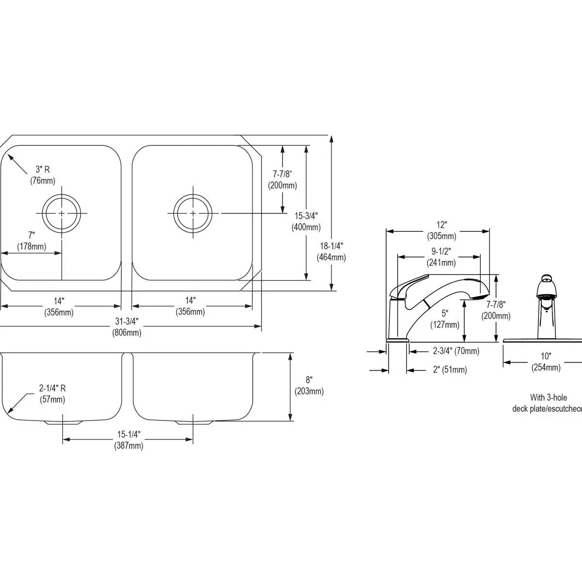 radiant satin equal double bowl undermount sink