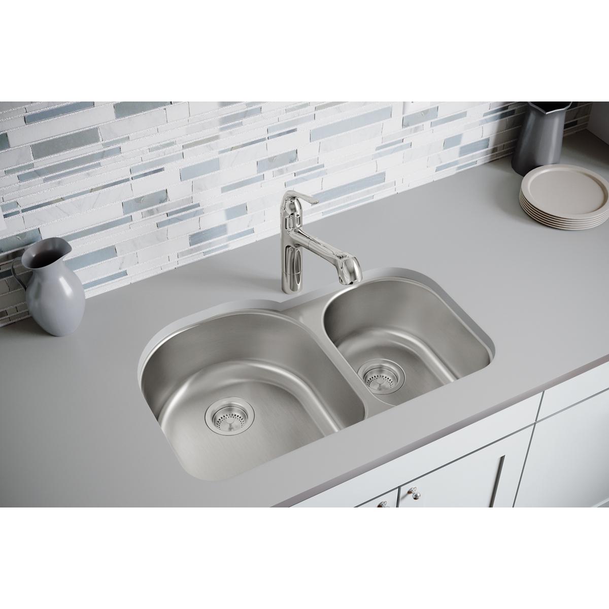 radiant satin double bowl undermount sink