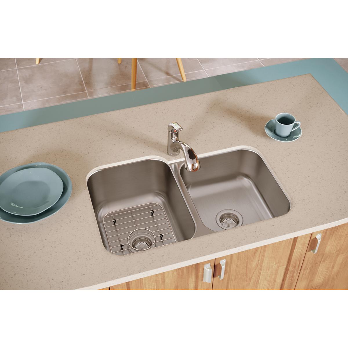 radiant satin double bowl undermount sink