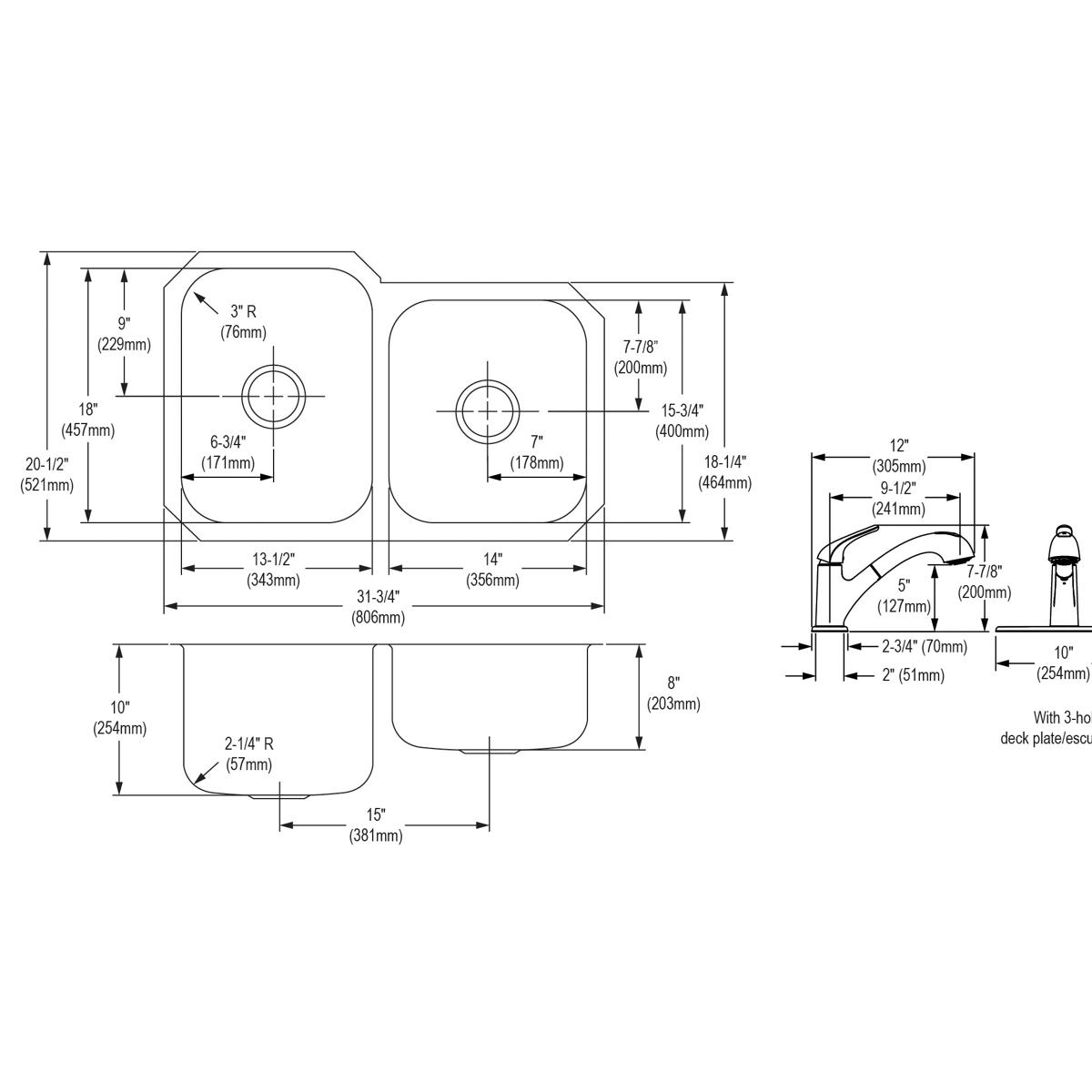 radiant satin double bowl undermount sink