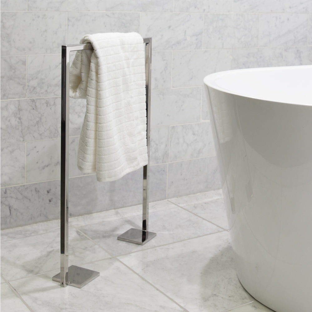 polished stainless steel towel stand