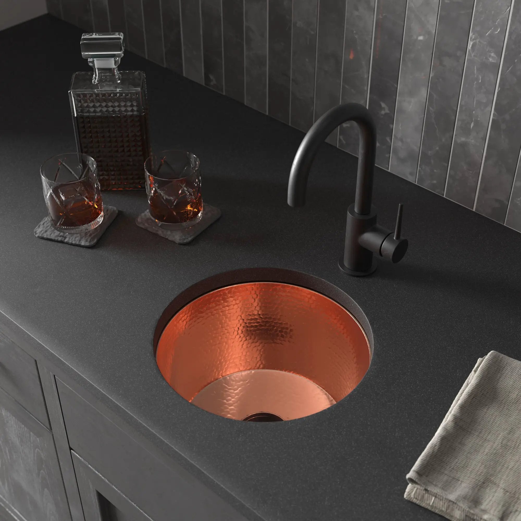 polished copper kitchen sink