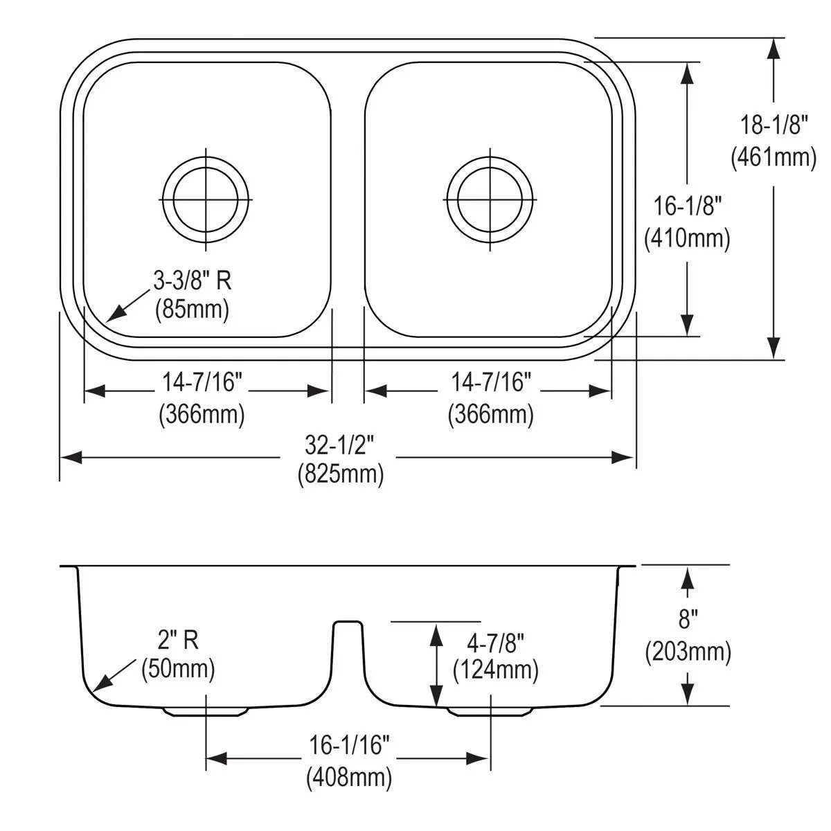 lustrous satin equal double bowl undermount sink