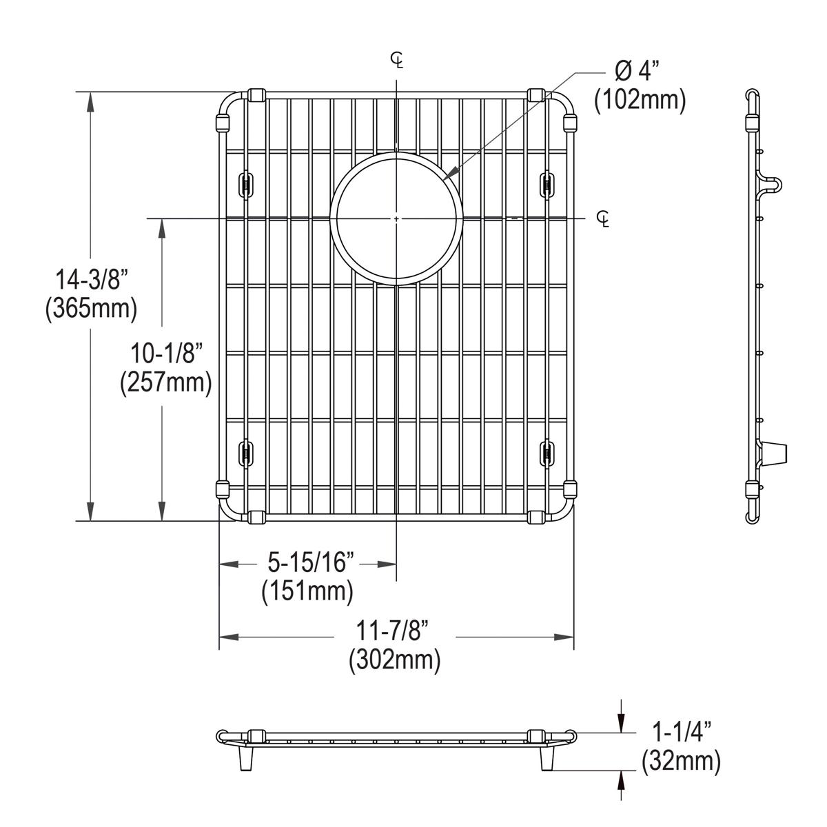 polished stainless steel bottom grid