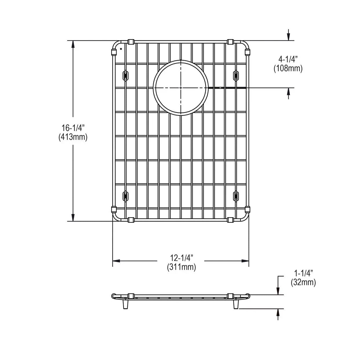 polished stainless steel bottom grid