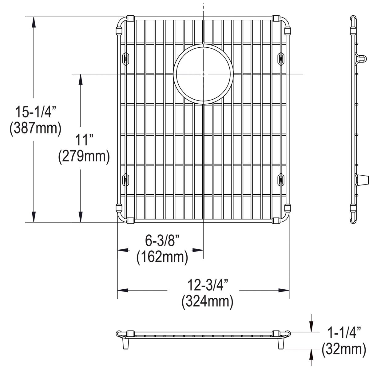 polished stainless steel bottom grid