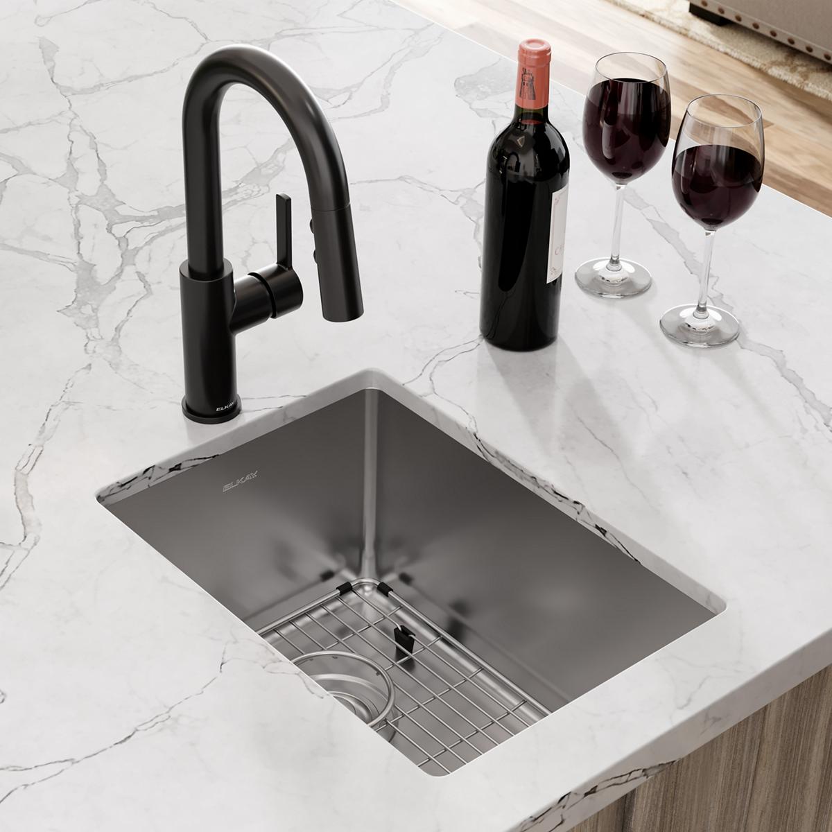 polished satin single bowl undermount bar sink kit