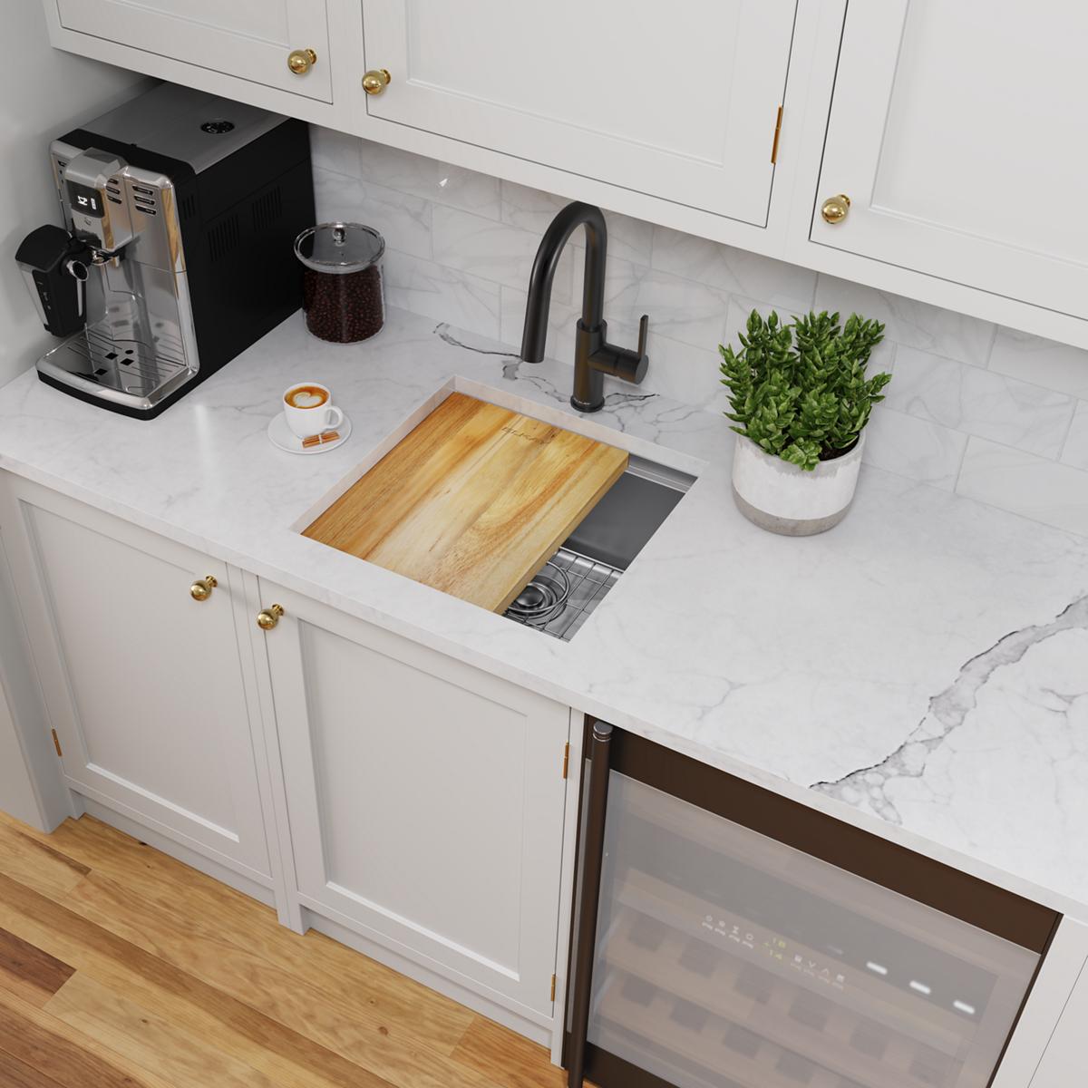 polished satin single bowl undermount sink kit