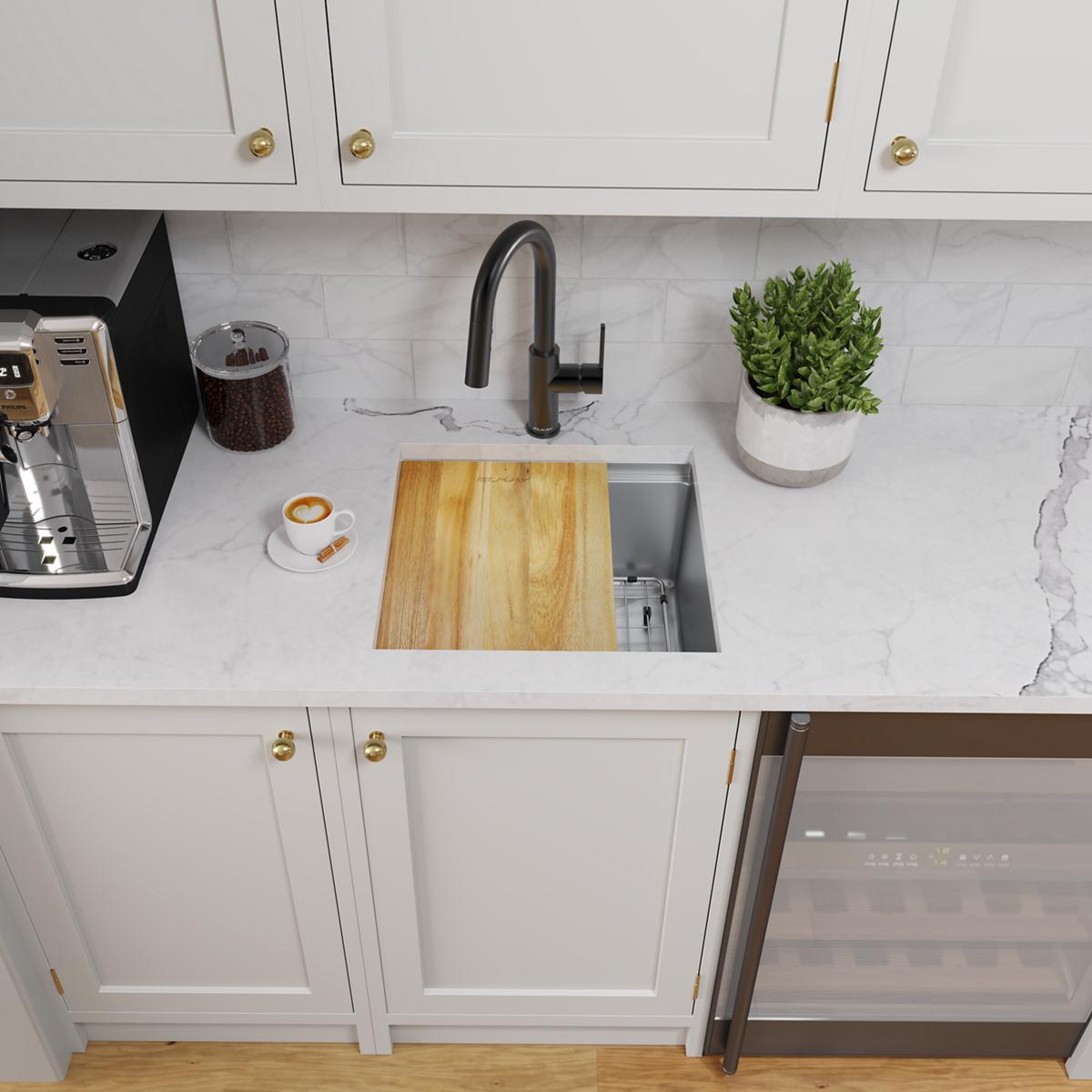 polished satin single bowl undermount sink kit