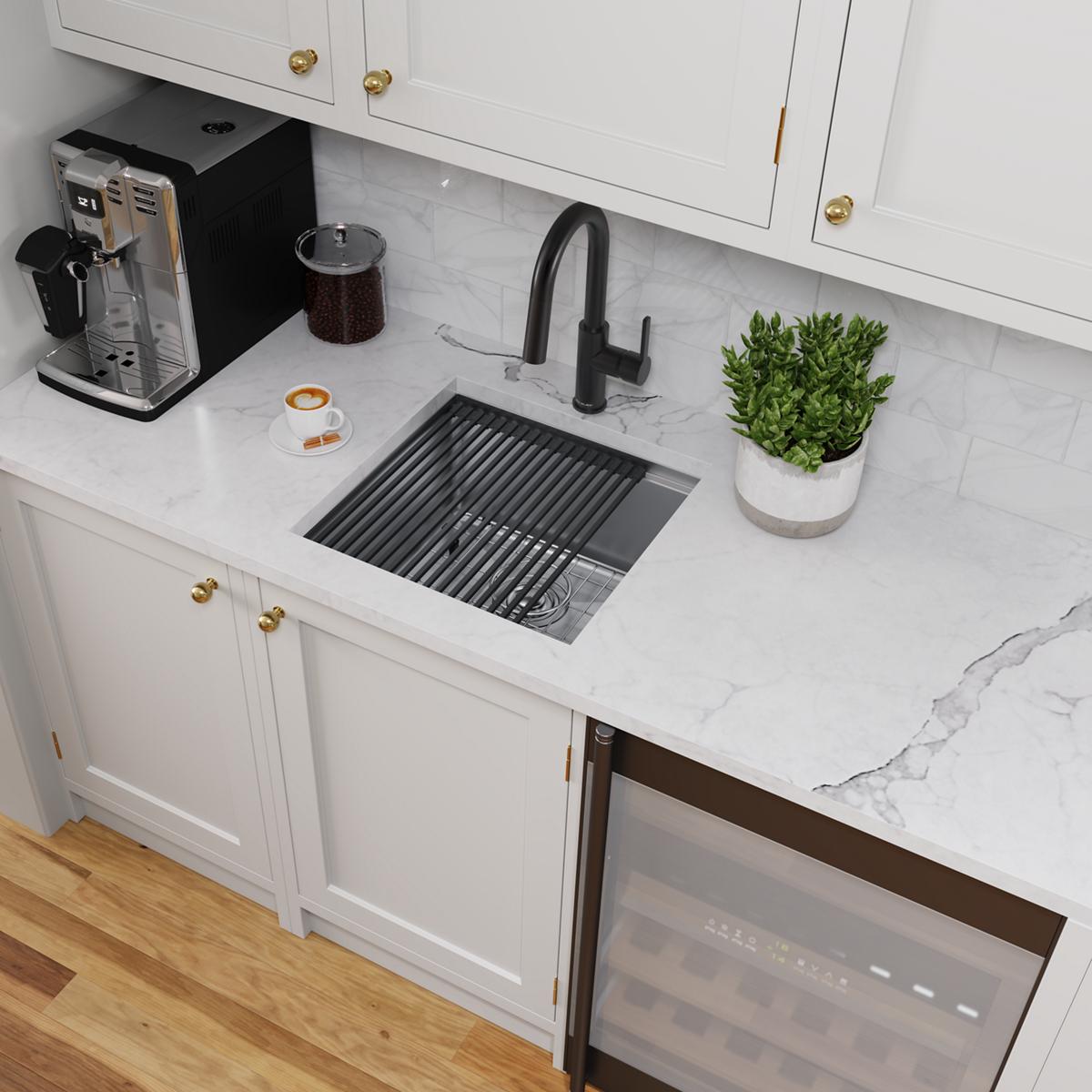 polished satin single bowl undermount sink kit