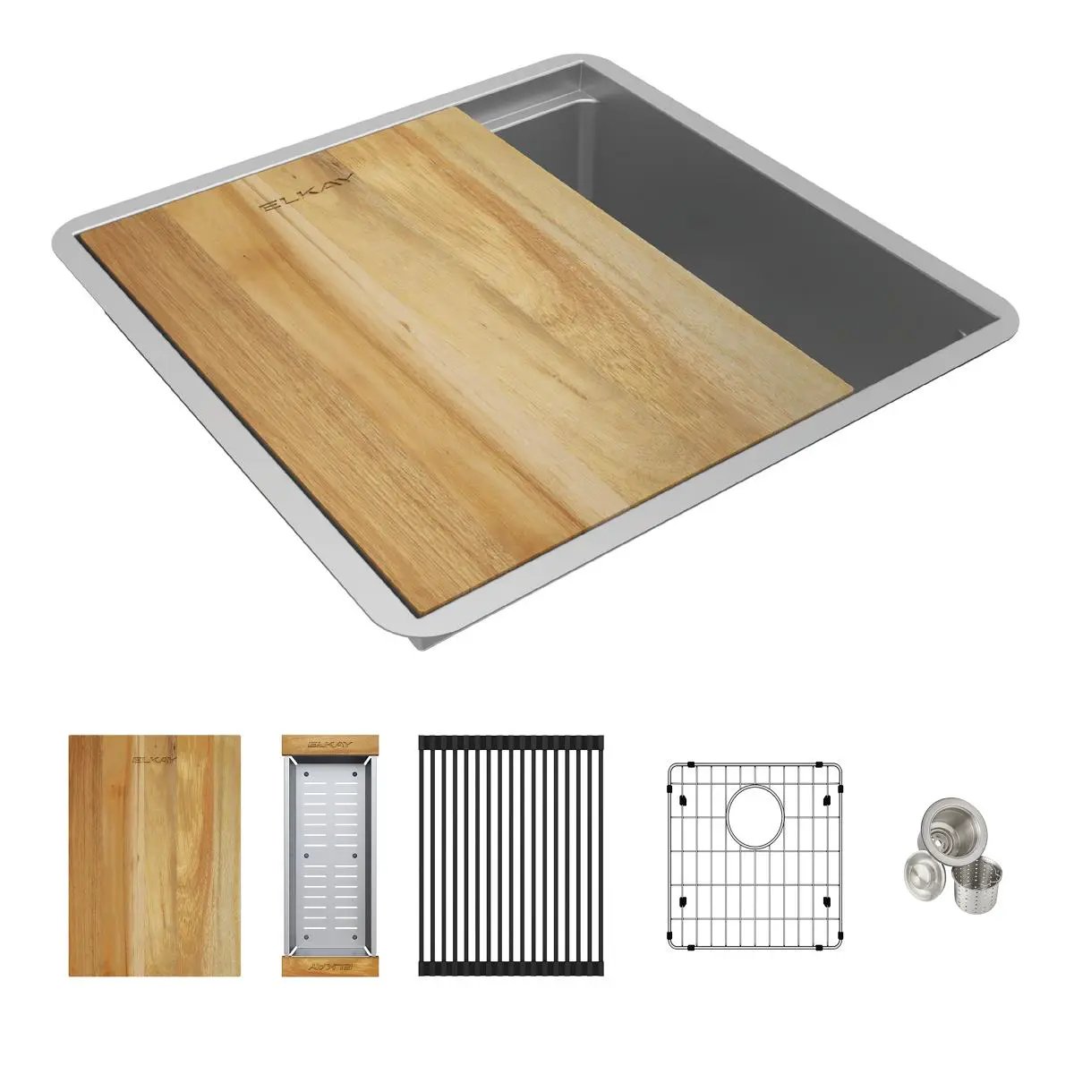 polished satin single bowl undermount sink kit