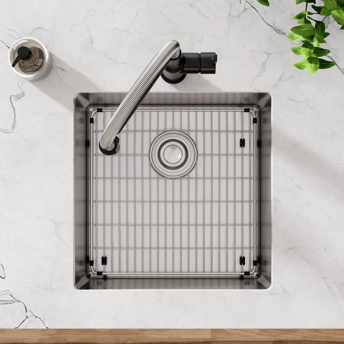 polished satin single bowl undermount sink kit