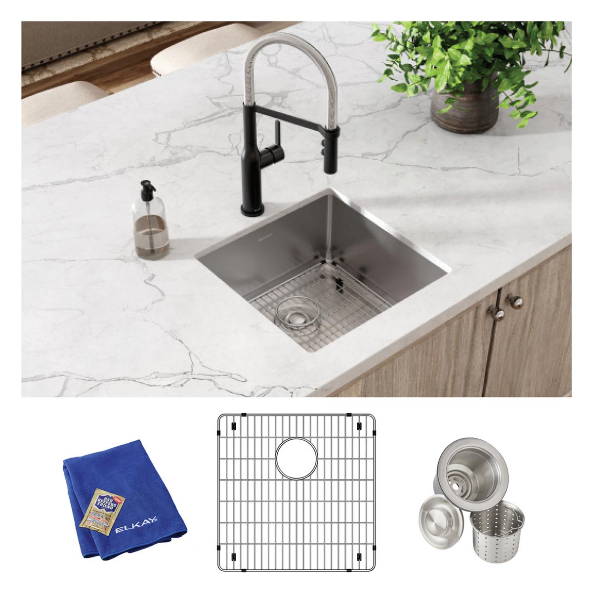 polished satin single bowl undermount sink kit