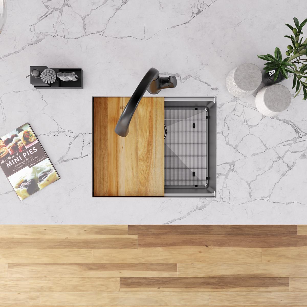 polished satin single bowl undermount sink kit