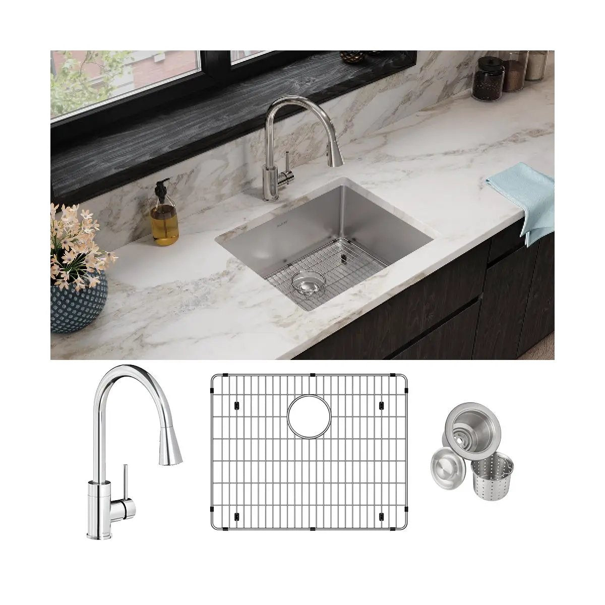 polished satin single bowl undermount sink