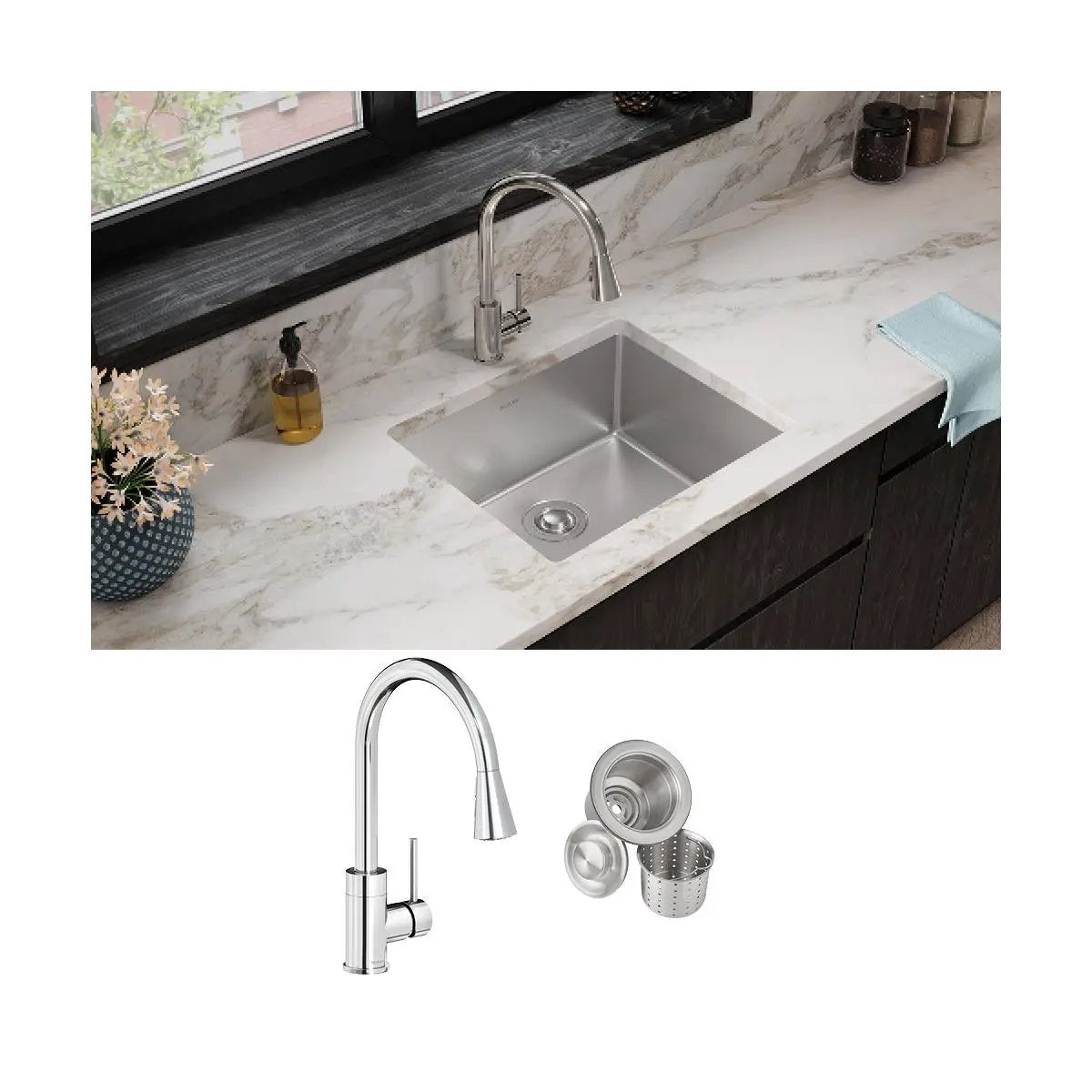 polished satin single bowl undermount sink