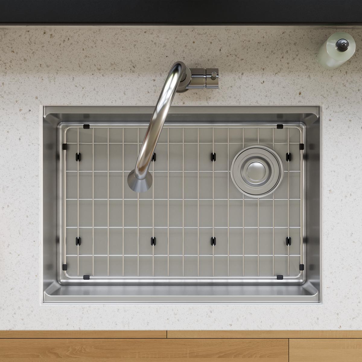 polished stainless steel bottom grid