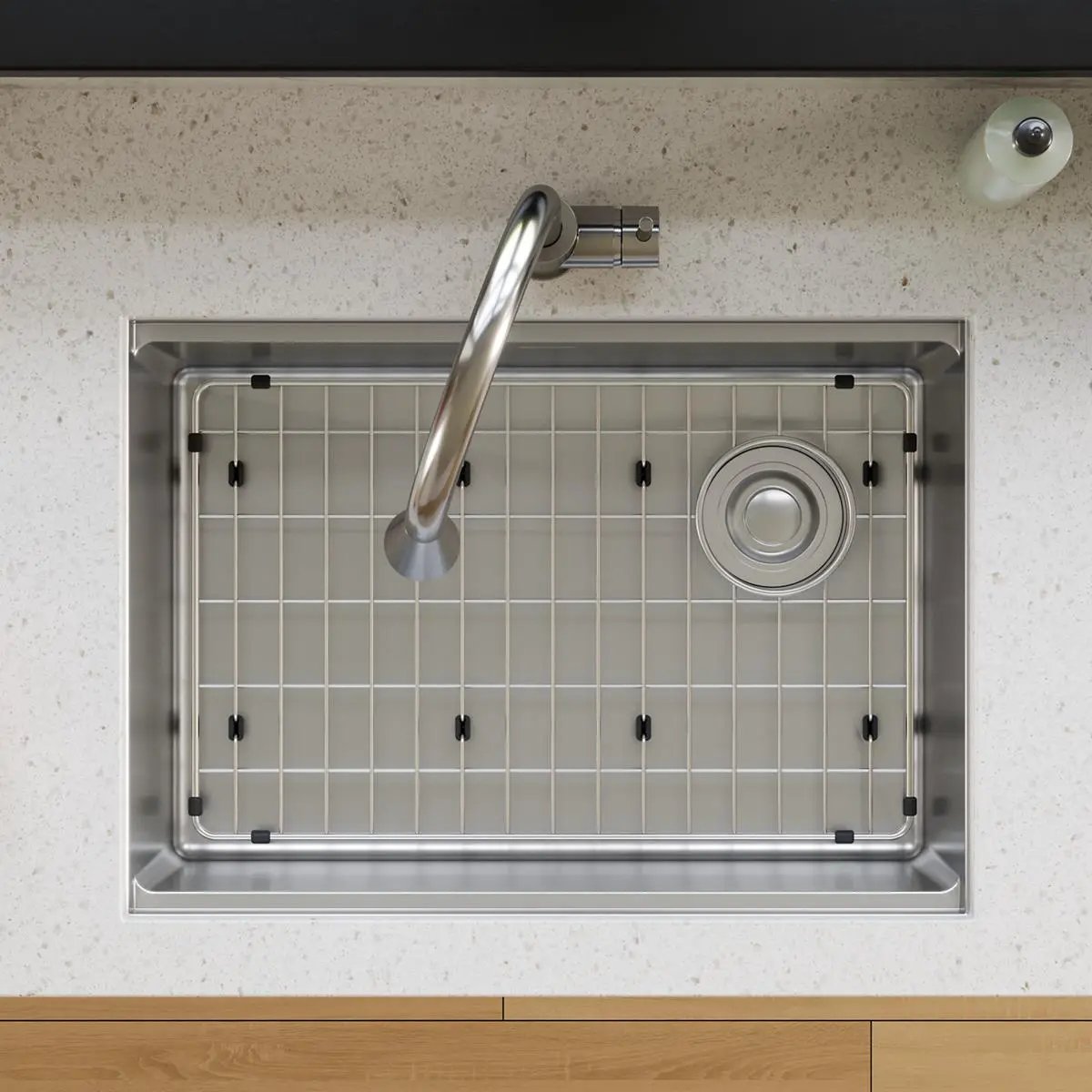 polished stainless steel bottom grid