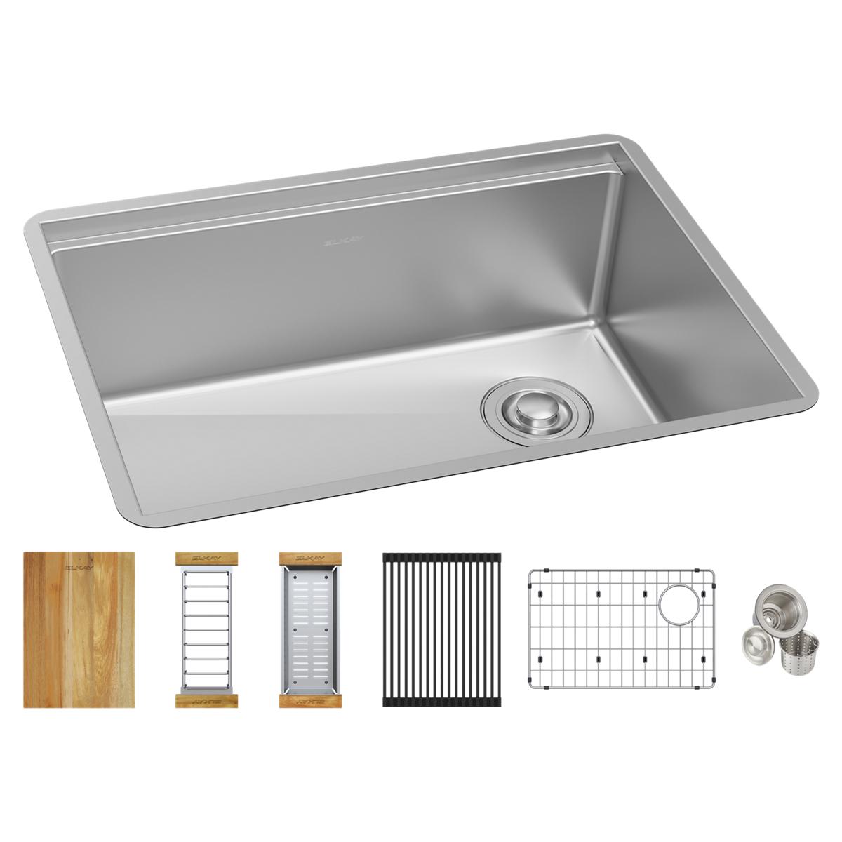 polished satin single bowl undermount sink kit