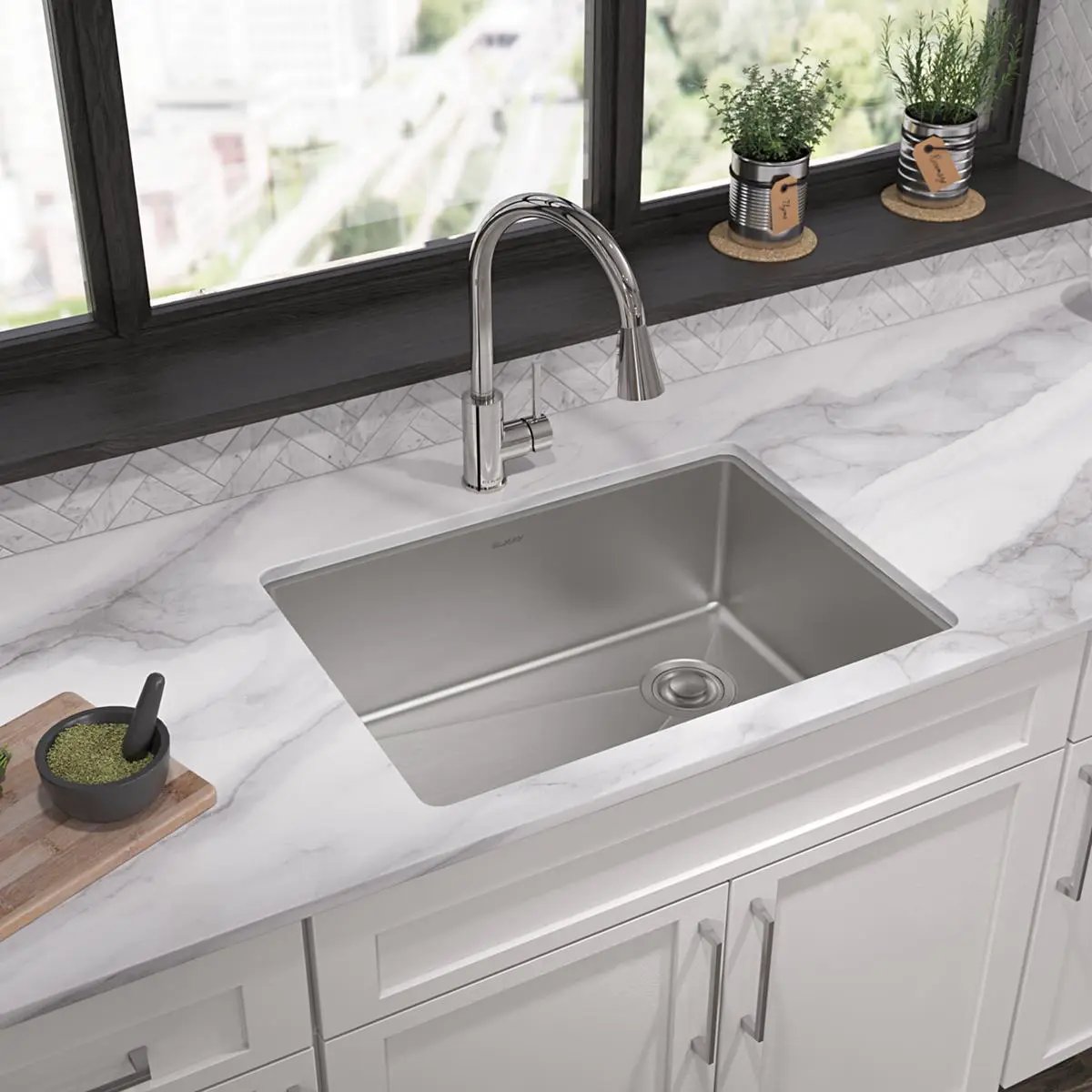 polished satin single bowl undermount sink