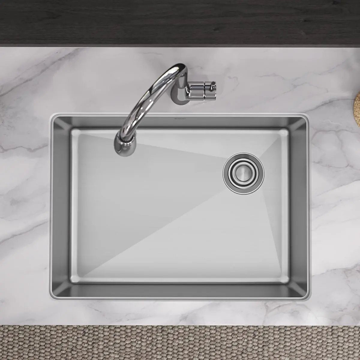 polished satin single bowl undermount sink