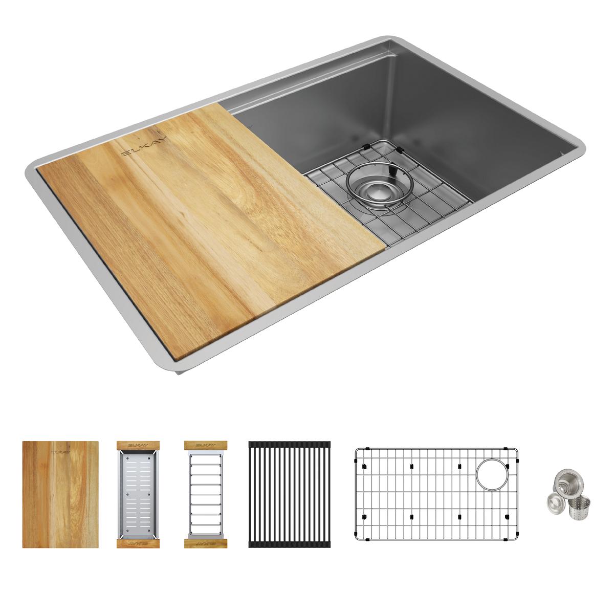 polished satin single bowl undermount sink kit